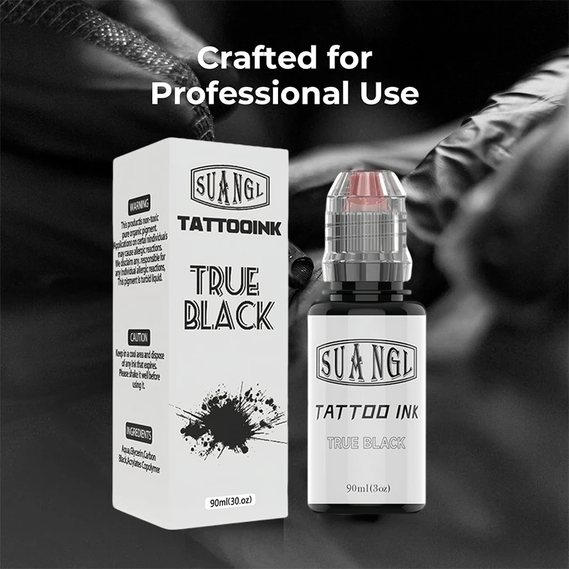 SUANGL 240/90ml Professional Black & White Tattoo Ink for Outlining, Shading and Blending – Premium Tattoo Supplies