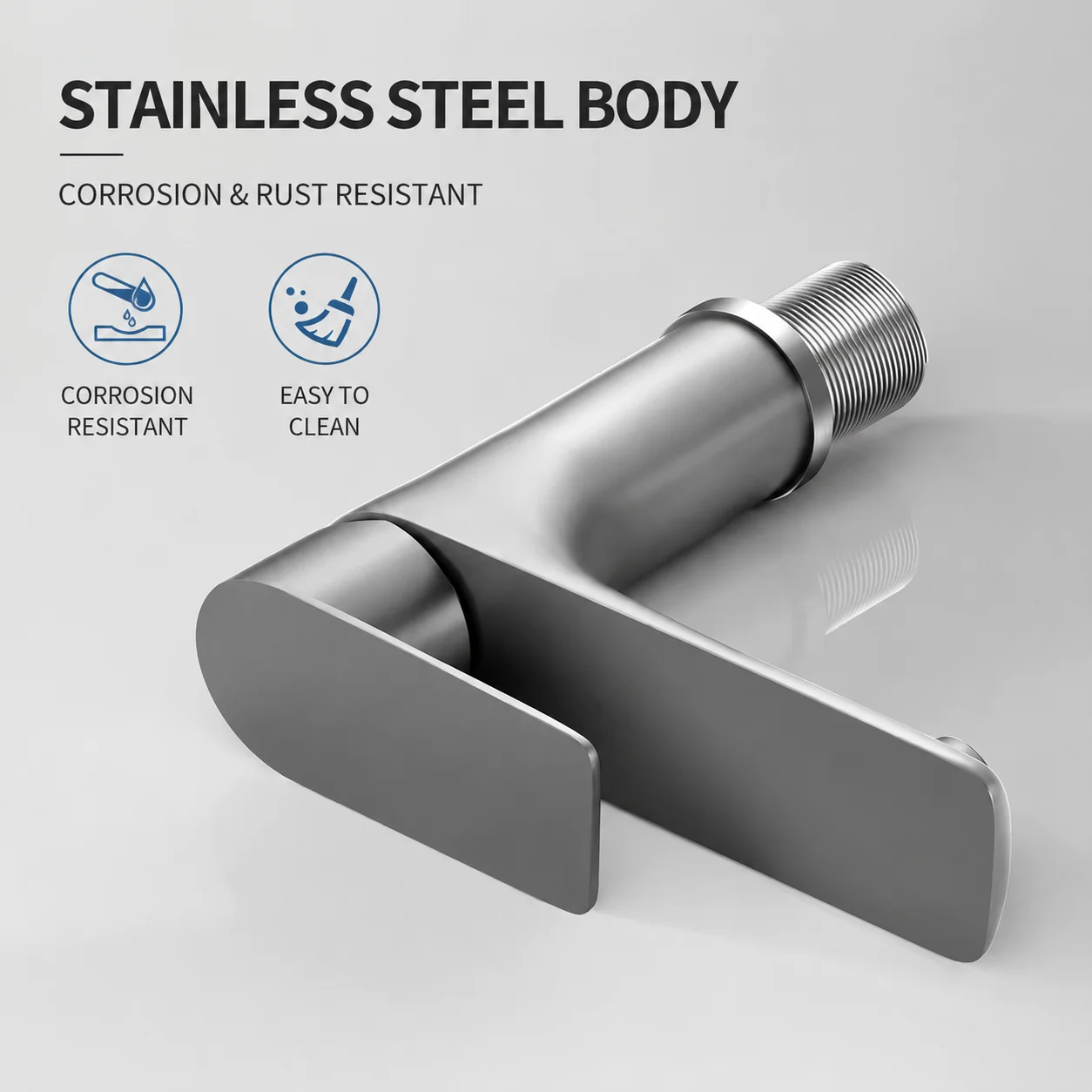 Stainless Steel Bathroom Faucet Hot Cold Water Mixer Tap Basin Faucet Matte Black Silver Single Handle Sink Taps
