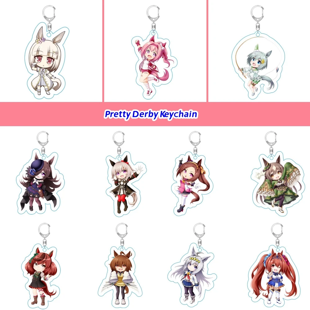 Pretty Derby 6CM Anime Figures Agnes Tachyon Mejiro McQueen Narita Taishin Cosplay Acrylic Keychains Fans Birthday Gifts