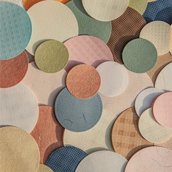 미니멀리스트 컬러 서클 빈티지 스크랩북 종이, 저널링 스크랩북 용품 키트, 미적 장식 공예 종이, 24 매