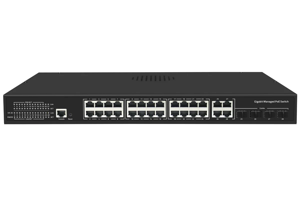 

ADOP Poe+ Switch, 28 Port Smart Managed Layer 2+ Gigabit Ethernet with 4 Gigabit RJ45/SFP Combo Ports and 400W PoE Budget