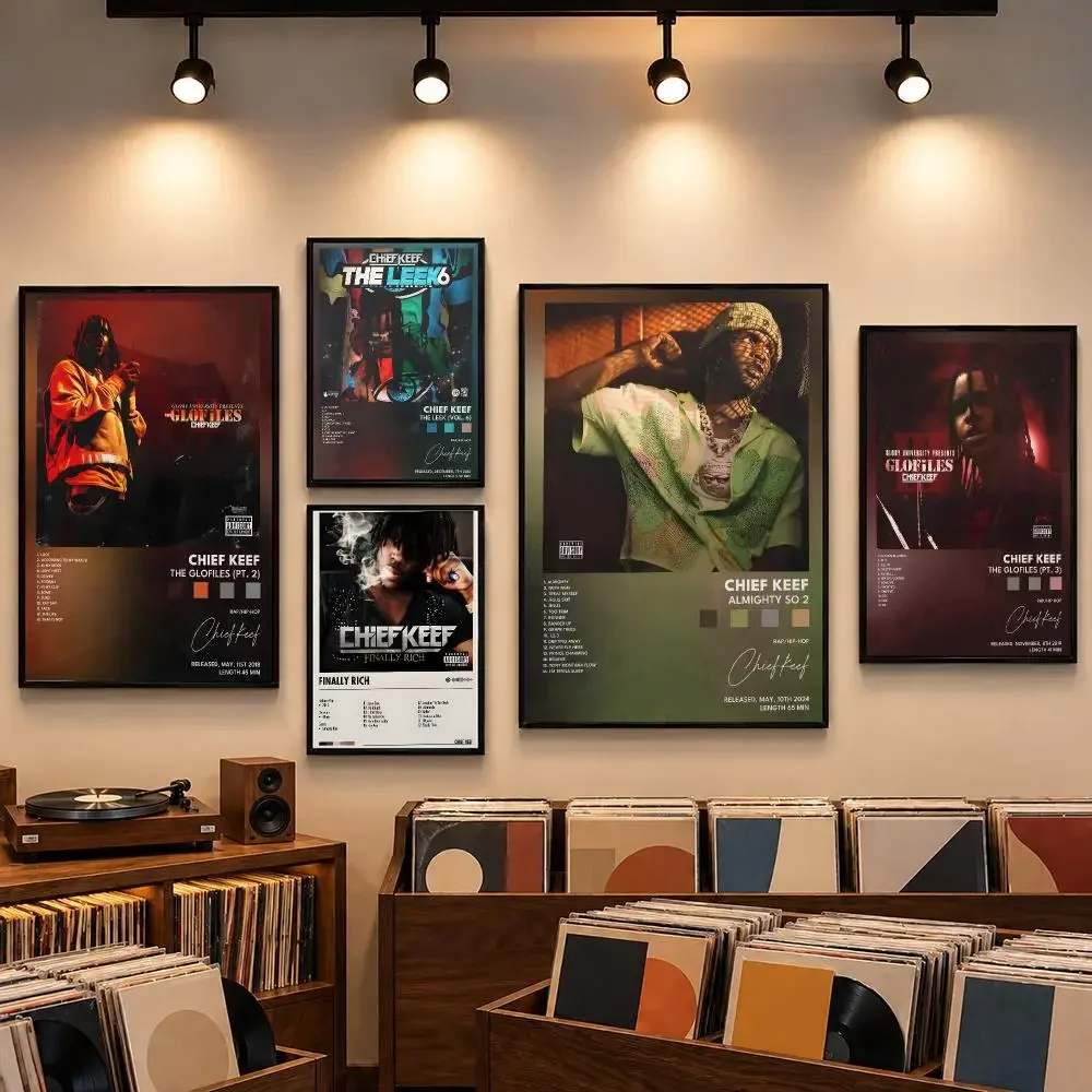 Chief Keef Music Fan Illustration Series Poster Self-adhesive Art Waterproof Paper Sticker Coffee House Bar Room Wall Decor