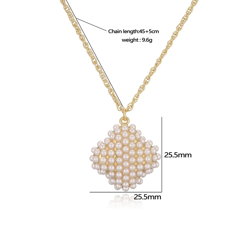 18K Gold Plated Brass Charm Pendant Necklace Classic Heart Shaped Star Inlaid Shiny Pearl Ladies Jewellery Wedding Romantic Gift