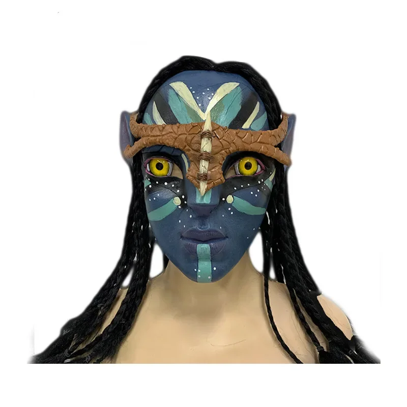 قناع افاتار 2 تأثيري مع الشعر Neytiri ، قناع اللاتكس ، ازياء هالوين ، زي الحزب ، الدعائم ، Neytiri ، فيلم