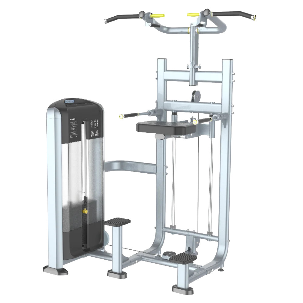 

Factory Custom Wholesales Gym Fitness Equipment Pin Loaded Assistant Chip Up Dip Machine With 80kg Weight Stack