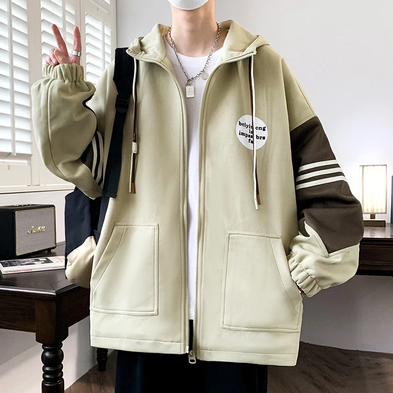 

Cardigan sweatshirt men's jacket spring and autumn 2025 new Korean version trendy handsome loose hooded jacket top