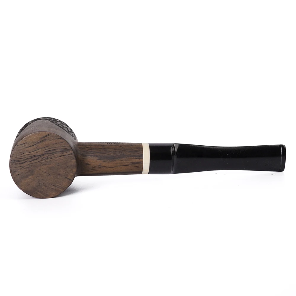 JIBILL solid wood tobacco pipe, straight handle hammer pipe with cleaning set, sandalwood pipe length 157mm, carved wood pipe