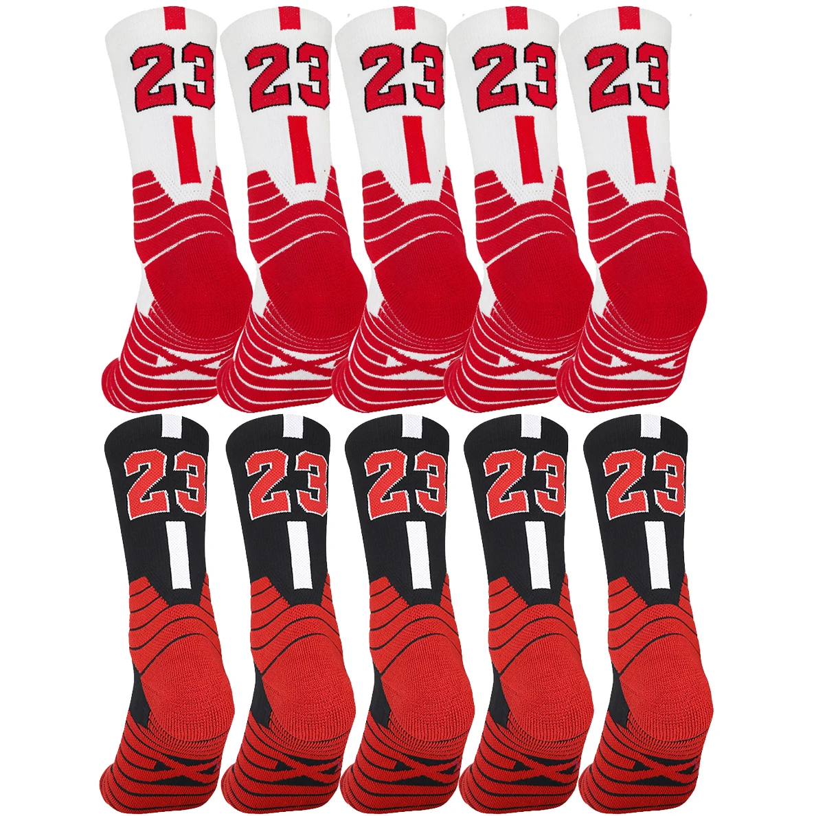 

10 пар мужских и женских спортивных носков номер 23 с фипфи-низом для футбола, баскетбола, бейсбола, регби, футбола, велоспорта, бега