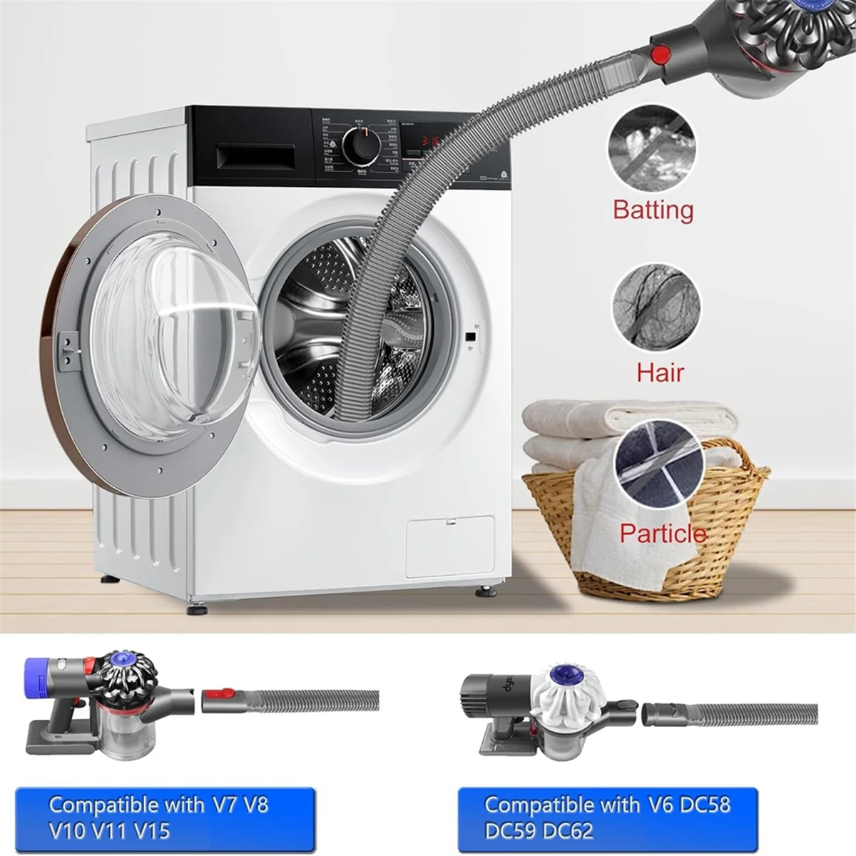 Dryer Vent Cleaner Kit for Dyson V15 V12 V11 V10 V8 V7 Gen5 V6 DC58 DC59 Vacuum Cleaner with Dryer Lint Brush