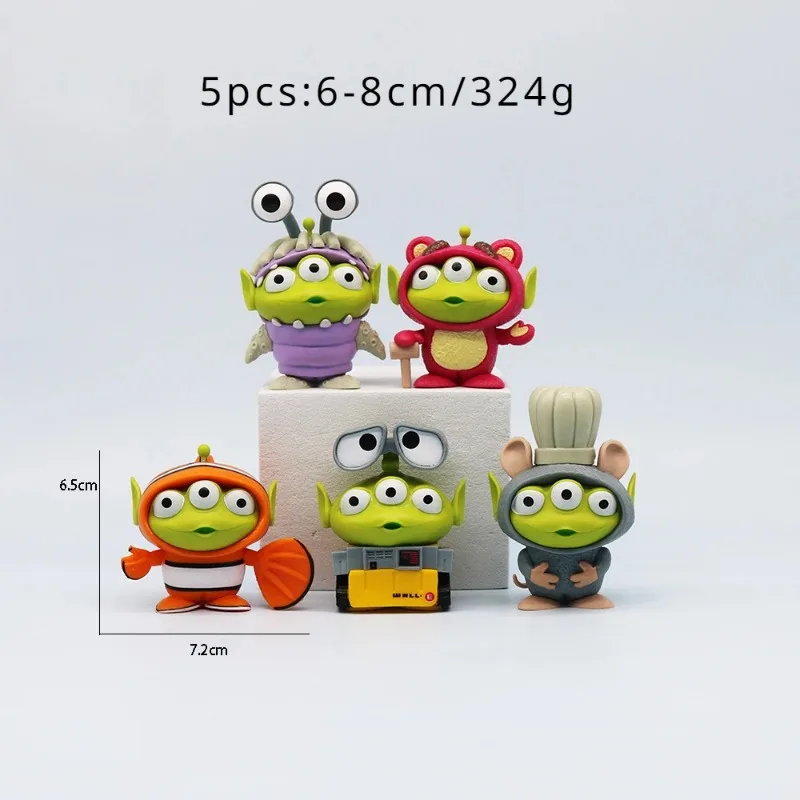 New 5Pcs/set Green Squadron Cross-dressing Abnemo Strawberry Buzz Three-Eyed Monster Office Boy Toy Story Ornament