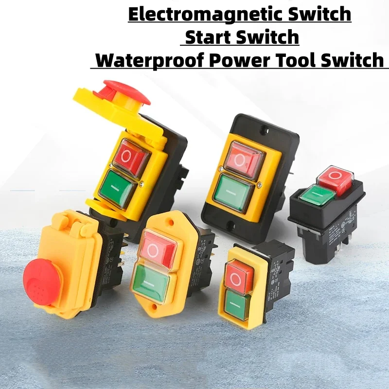 1PC Electromagnetic Start Switch Waterproof Power Tool 16A 250V with 4/5 Pins Options for Secure Electrical Control