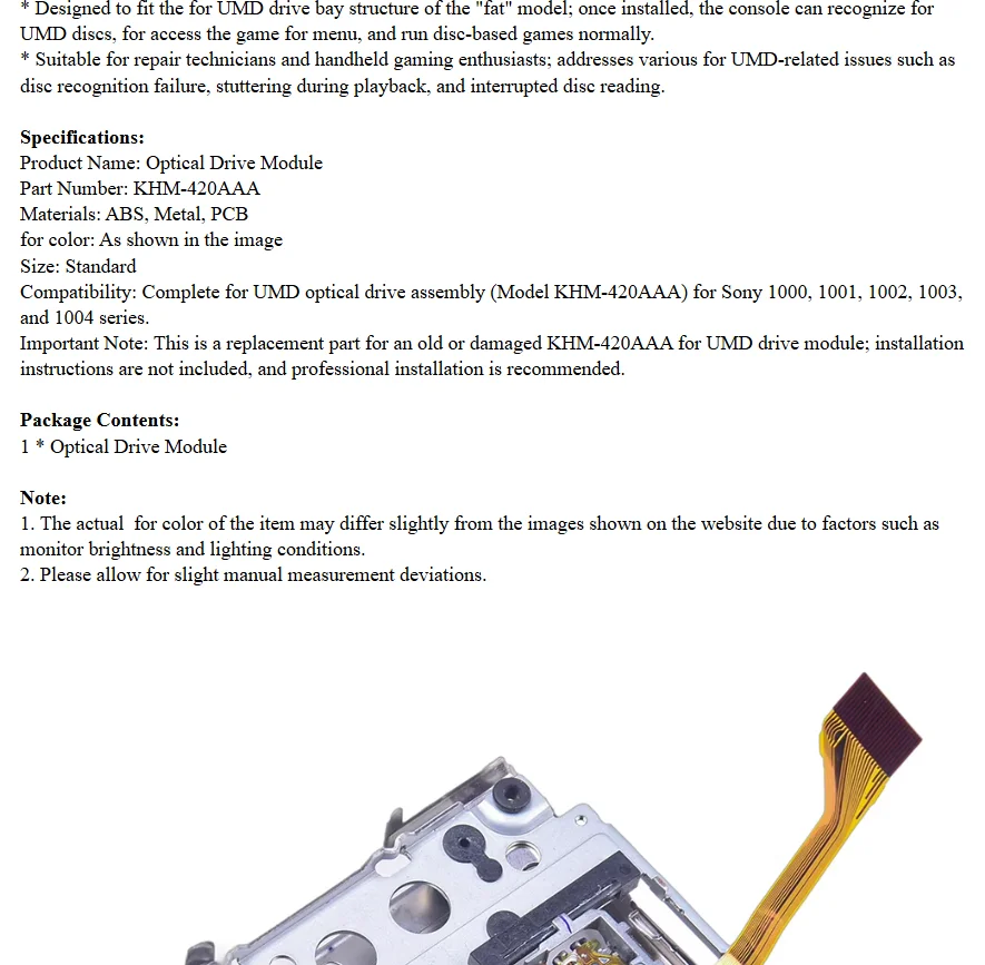 Replacement KHM-420AAA For Umd Drive Assembly For Sony PSP/ For 1000 1001 1002 1003 1004 Handheld Gaming Console Reader