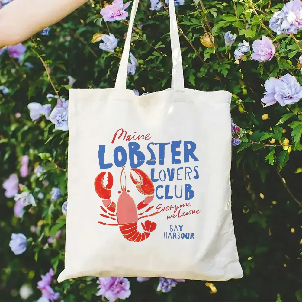 Cherry Blossom Tote Retro Lettering & Fruit Print Sweet Aesthetic Graphic Bag, Lightweight Shoulder Bag