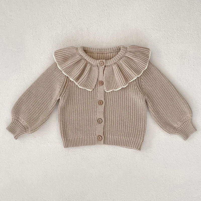 Pull à manches longues de style coréen pour bébés filles, manteau pour tout-petits, cardigan pour nouveau-né, document solide, automne, hiver