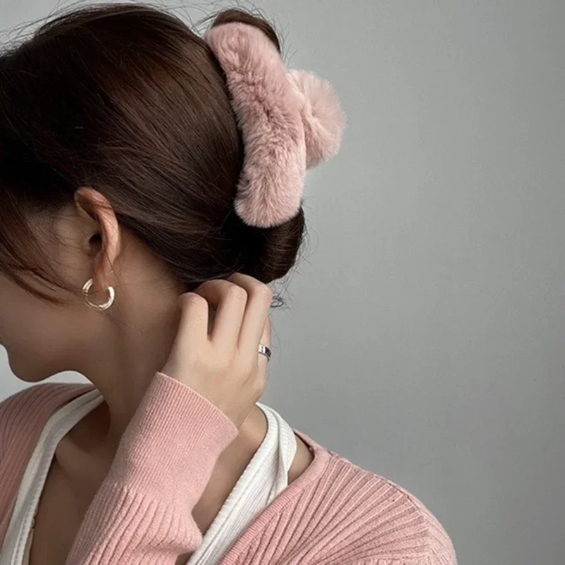 مخلب شعر من الفرو الصناعي للنساء ، مشبك شعر قطيفة ، دبابيس شعر أكريليك أنيقة ، مشبك شعر ، أغطية رأس للفتيات ، إكسسوارات شعر ، جديد ، شتوي
