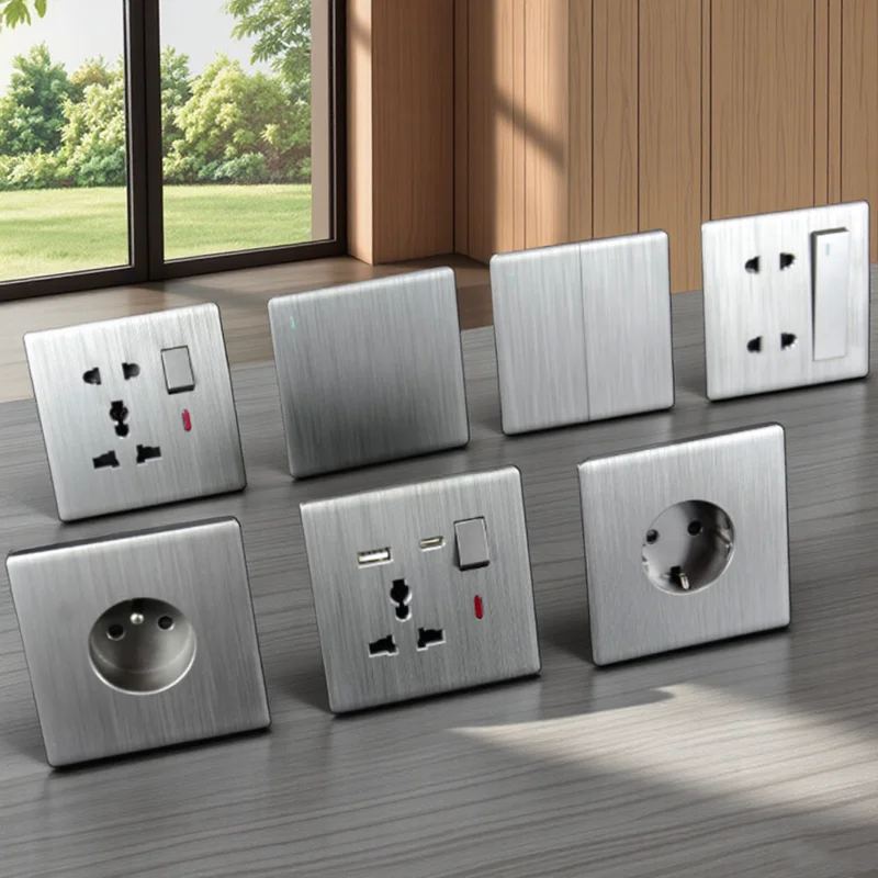 

Новый популярный ультратонкий переключатель 86 мм, серия ПК, серый матовый микроигнутый большой панельный скрытый встроенный настенный переключатель