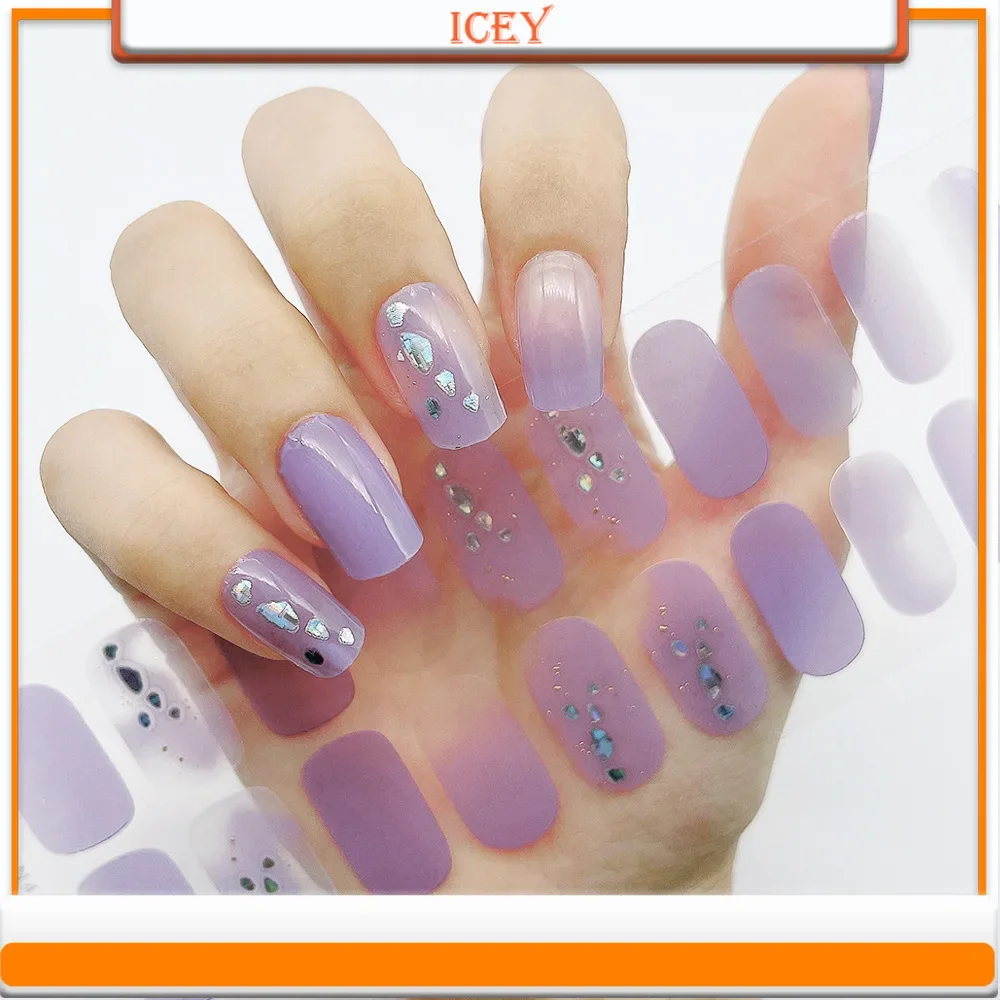 Icey Beauty 1 Набор градиентных гелевых наклеек для ногтей без выпечки лазер цветы простые твердые наклейки для ногтей