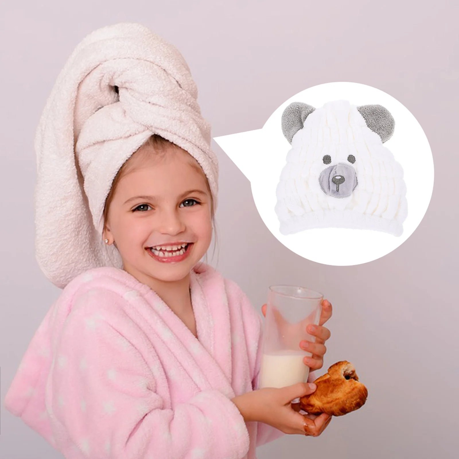

Kids Hair Drying Hat Coral Fleece Towel Wrap Cap Absorbent Quick Dry Bathing Travel Hair Towel Children Dry Caps