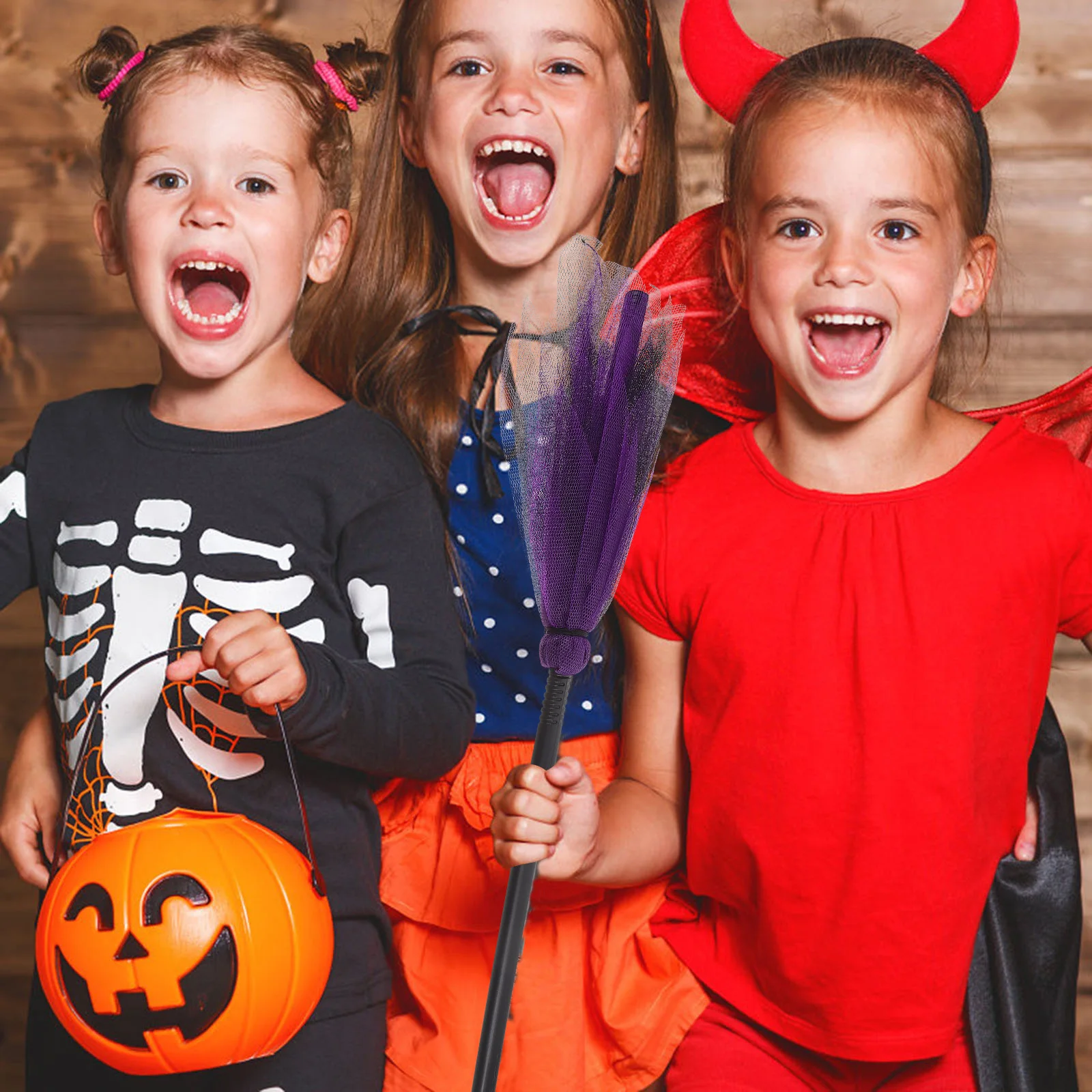 Balai de sorcière d'halloween léger, accessoire de balai en tissu plastique Portable pour enfants, femmes et hommes, décor du Center d'attention du Costume