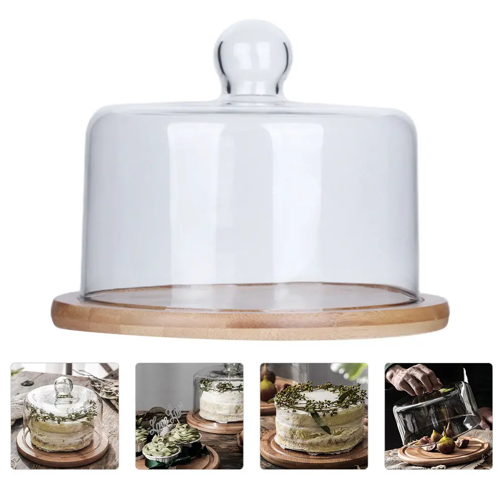 

1 set Glass Cake Cover Transparent Food Display Lid Fresh-Keeping Protective Dessert Cover For Party Wedding Buffet Storage