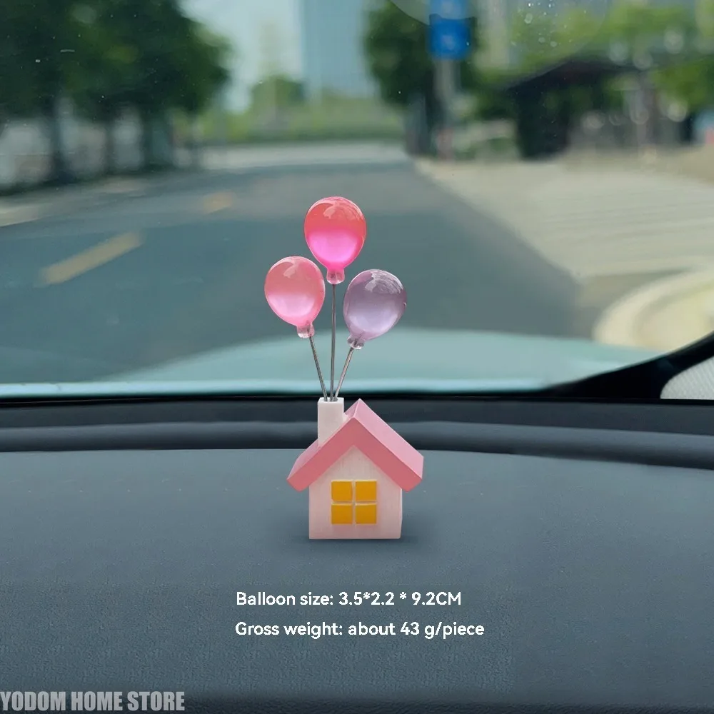 1 Pack Car Decoration Balloon House Car Dashboard Mirror Cartoon Resin Decoration Mini DIY Decoration Accessories Figurines view 4