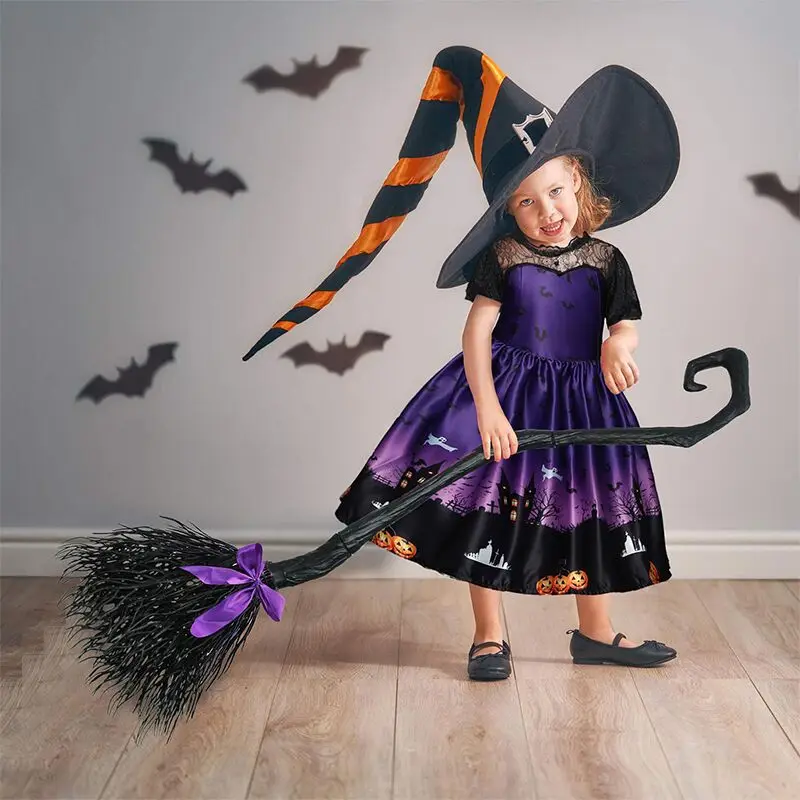 Halloween Girl Witch Dress Carnival Party Toddler Kids Bat Costume Princess Vampirina Dress Up Children Vampire Pumpkin Clothing