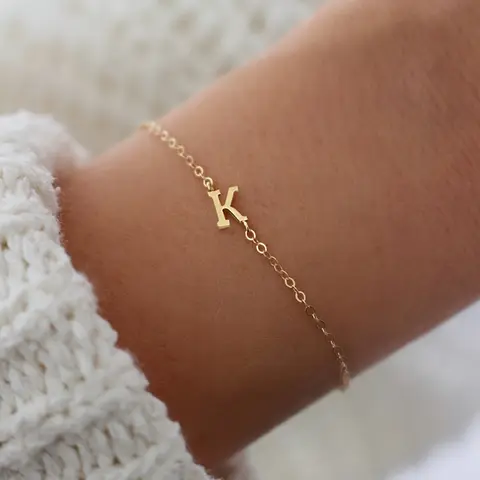 Pulsera de cadena fina con cuentas en forma de letra, cadena de mano minimalista Simple, decoración de joyería Unisex, 1 ud.