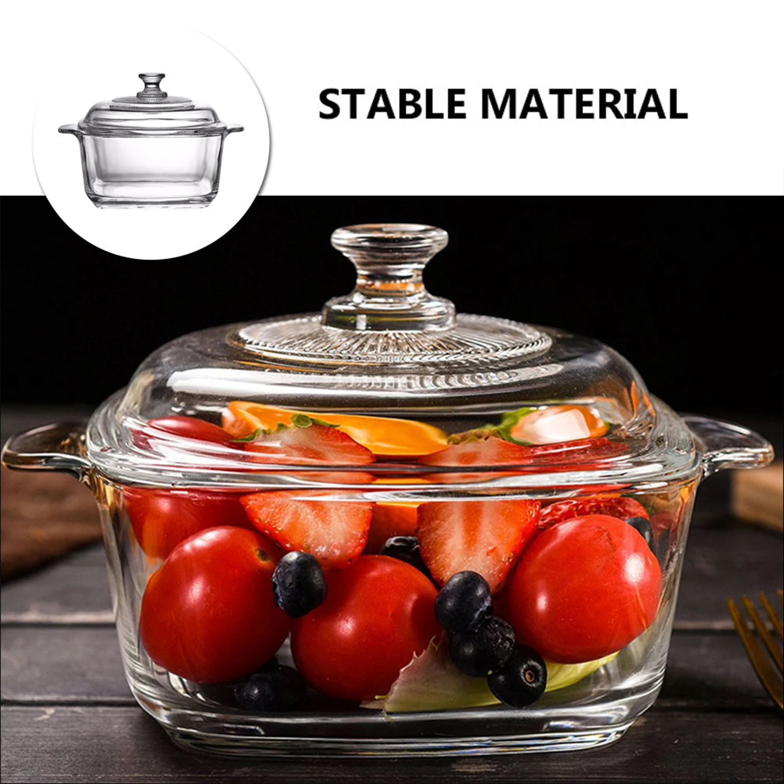 

1Pcs Microwave Soup Bowl Thickened Transparent Glass Bowl for Oven Use Crystal Clear Fruit Storage Food Container Kitchen Supply