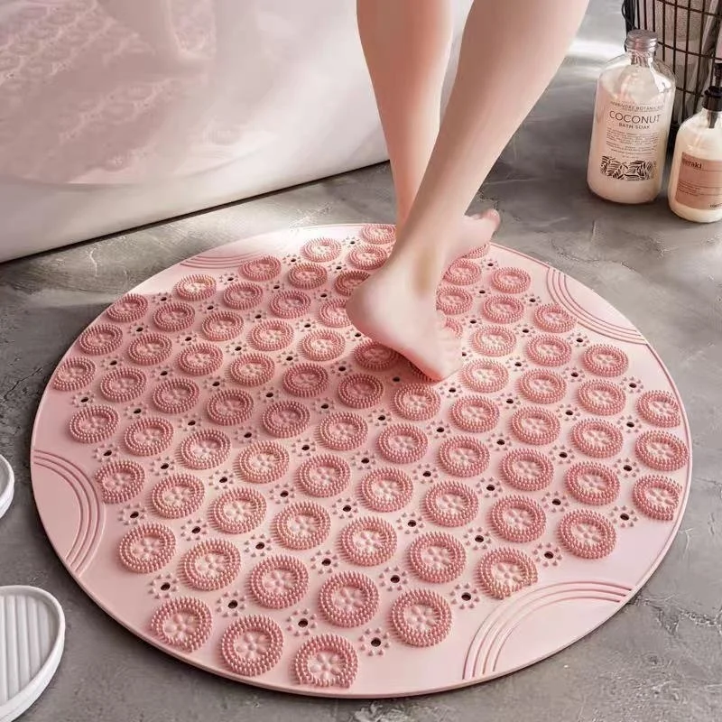 Runde Rutschfeste Badematte PVC-Duschmatte mit Saugnäpfen Fußmassage Peeling-Badematte für Badezimmer und Badewanne 54x54cm