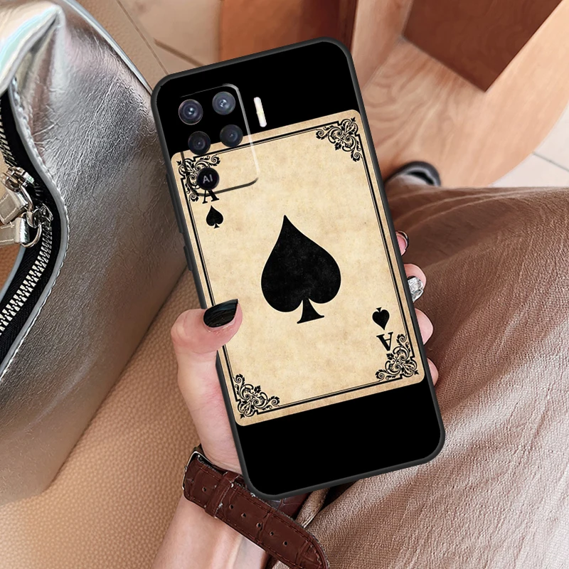 Ace of spades Poker Card Case For OPPO A57S A5 A9 A53 A15 A17 A57 A77 A16 A76 A96 A52 A72 A58 A78 A98 A54 A74 A94