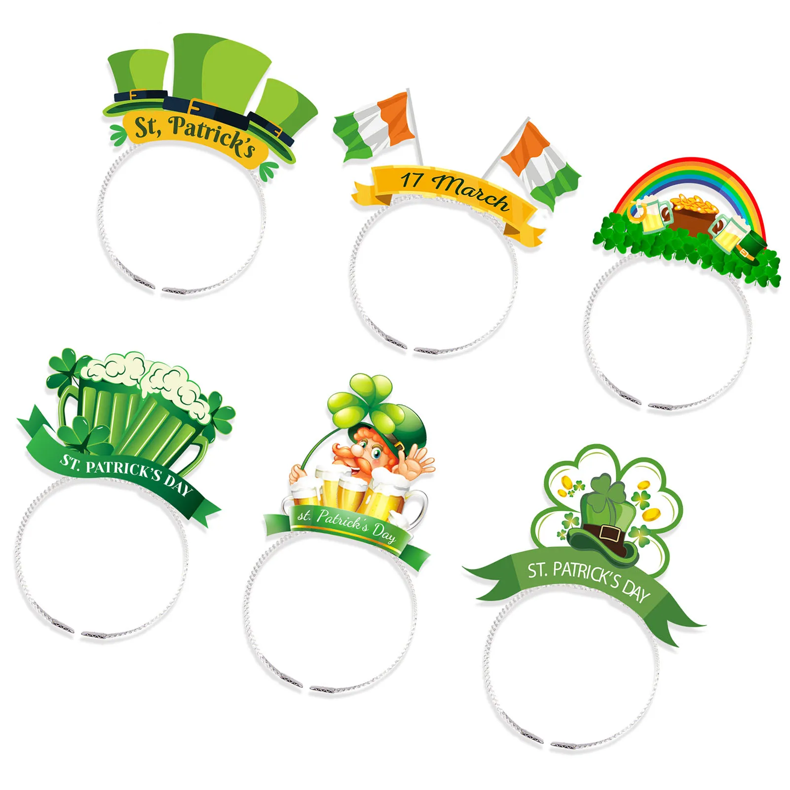 6pcs Irish St. Patricks Day Hairbands St. Patricks Day Decorative Children's Hairbands for Patrick's Day Decorations