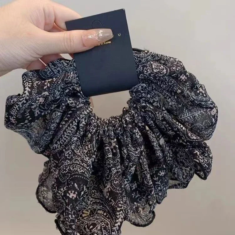 

Boho Chic Hair Ties for Women 2024 Spring Fashion Scrunchies Large Chiffon Accessories Vintage Floral Bands Ponytail Holders
