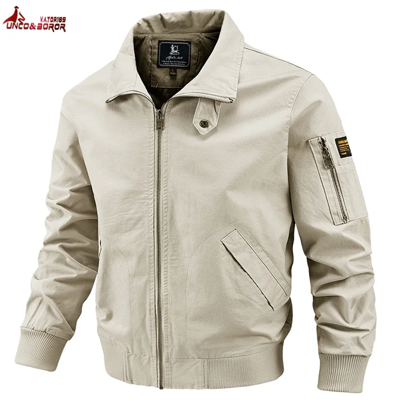 Men's Windbreaker Business Military Jackets Casual Washed Pure Cotton Canvas Cargo Coat Fall Bomber Coat Male Jaqueta Masculina