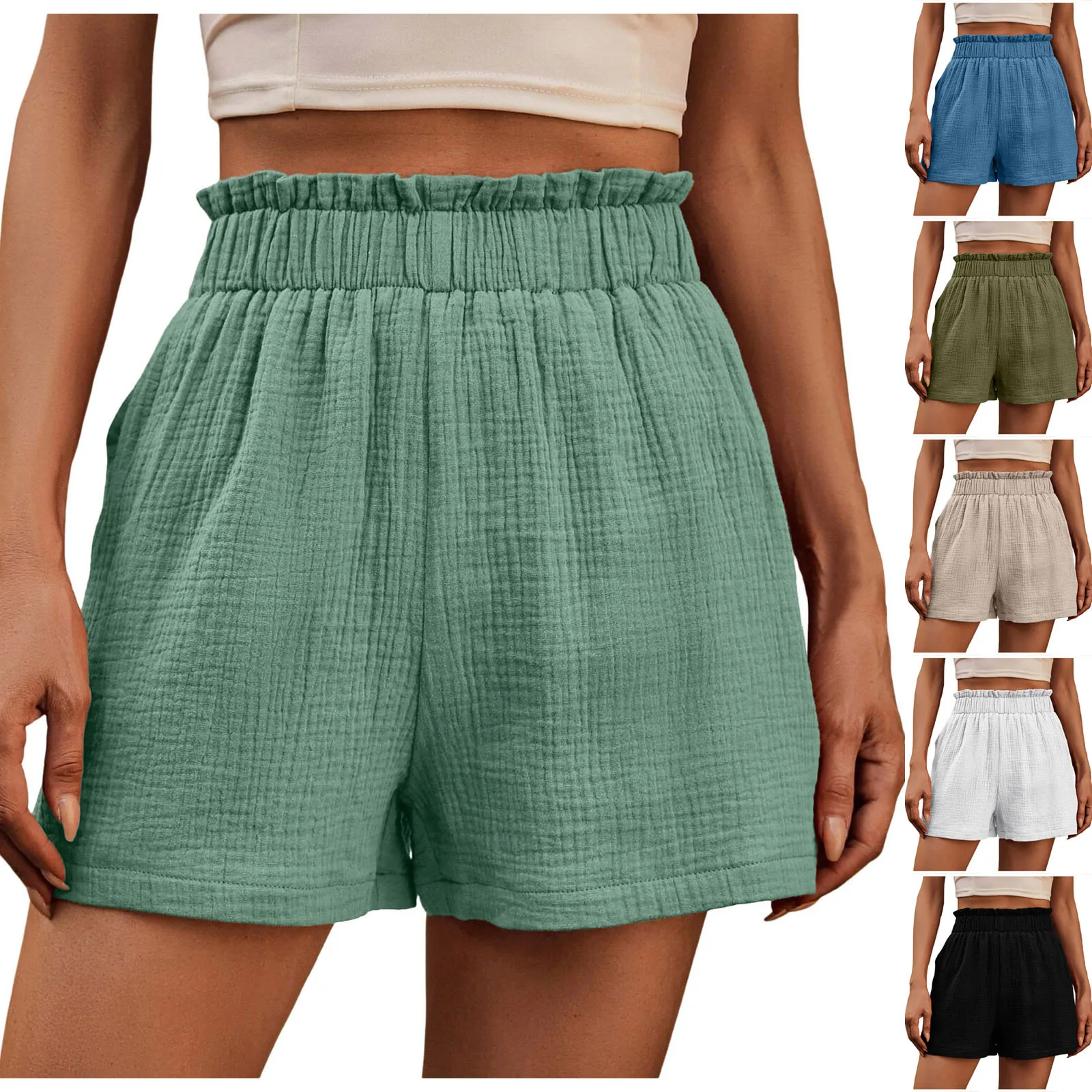 Women Elastic High Waist Shorts Loose Casual Solid Color Lounge Shorts Going Out Shorts Pants New ropa de mujer 2024