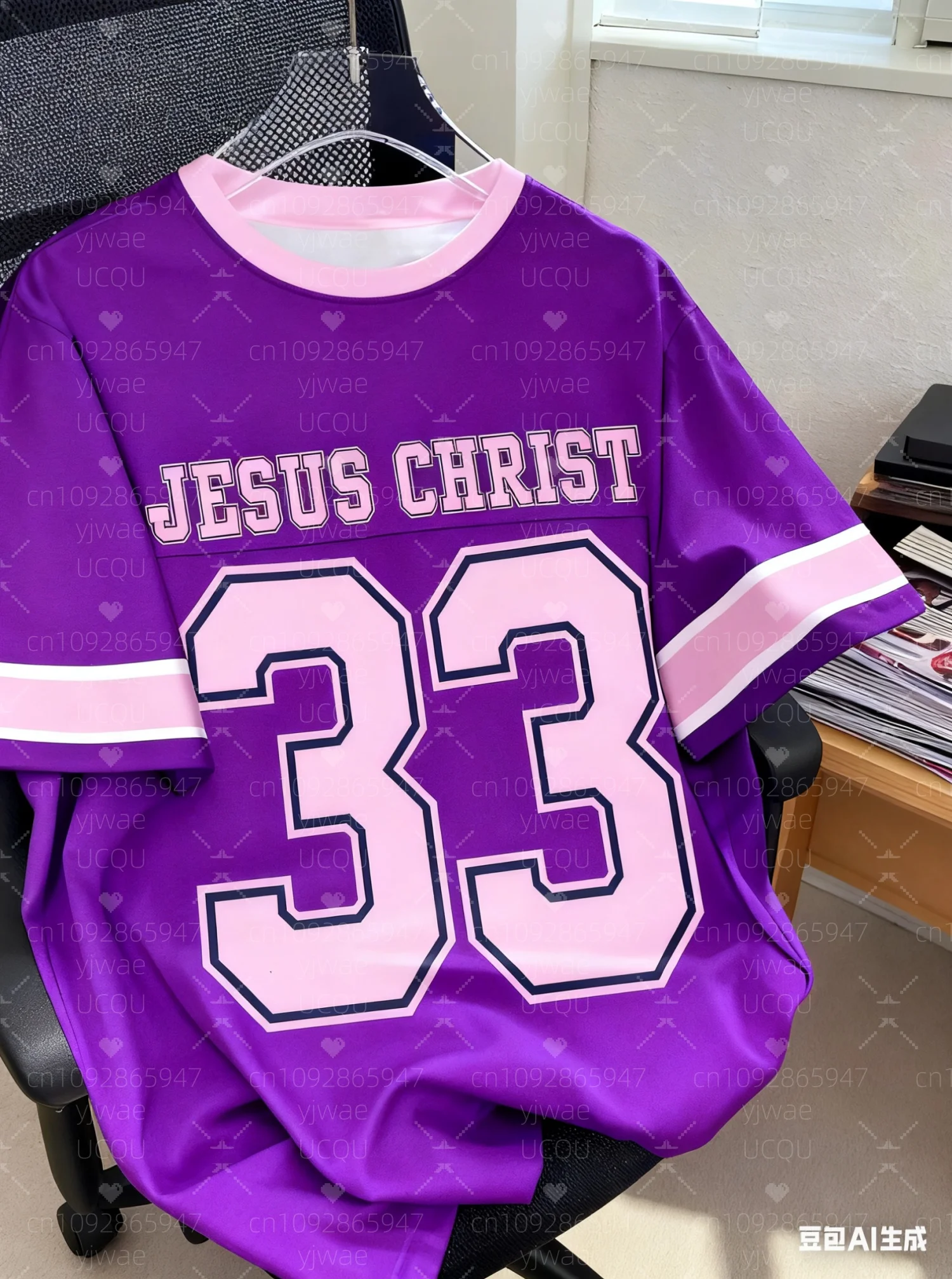 2025年夏 イエス・キリスト No.33 女性用 ナンバー79 プリント 軽量 通気性 Oネック 半袖Tシャツ レディースTシャツ ジャージー