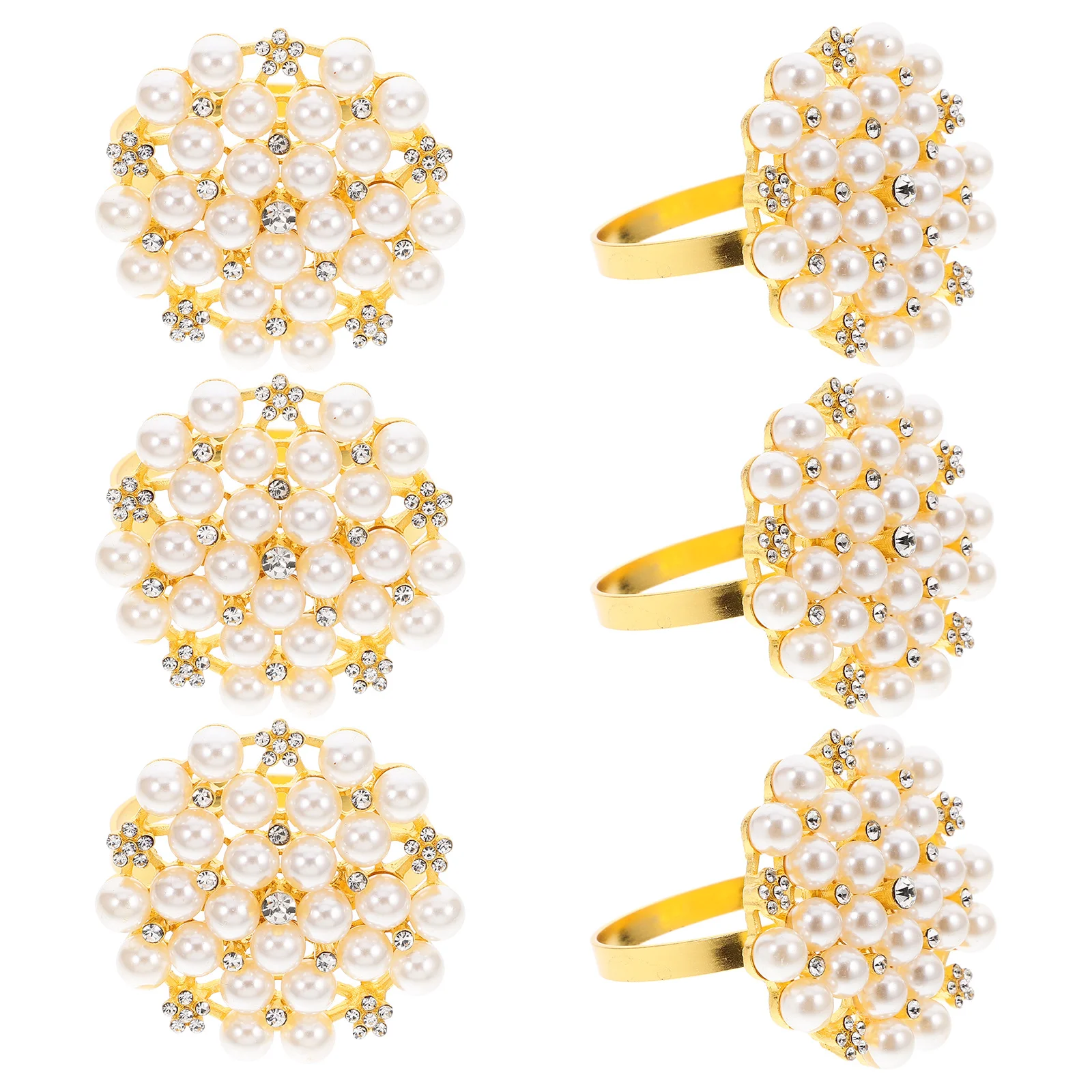 6 قطع من حلقات المناديل الذهبية اللامعة من حجر الراين لطاولة العشاء أبازيم مزخرفة لحفلات الزفاف وحفلات المنديل الأنيقة #4