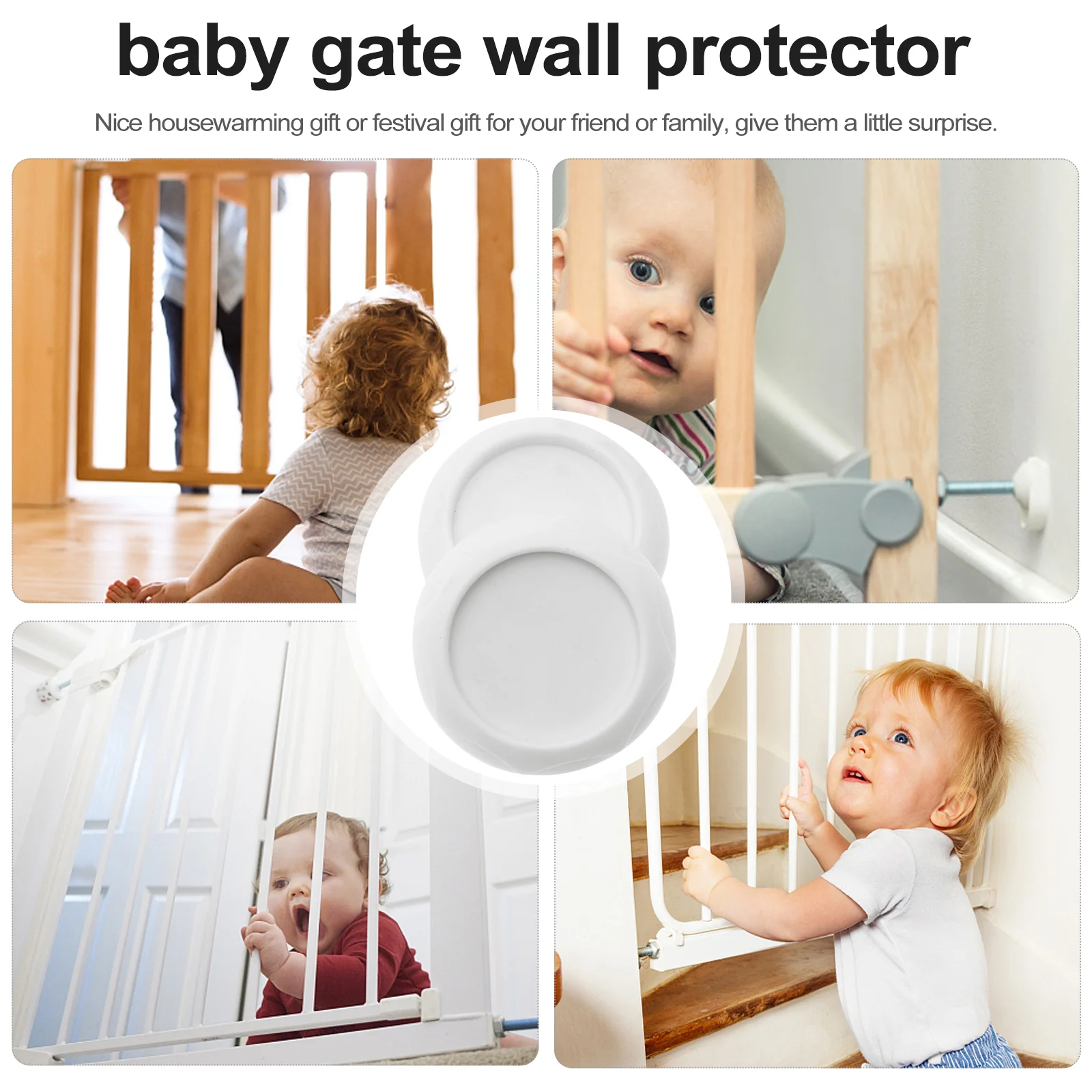 Protector de tazas de pared para puerta de bebé, almohadilla montada en la pared, puertas de escaleras para niños y mascotas, para interior, 2 uds.