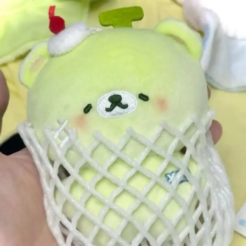 Green Honey Melon Rilakkuma Pp Cotton Fill Stuffed Plush Toy Summer Cool Little Bear Keychain Backpack Zipper Pendant Decoration