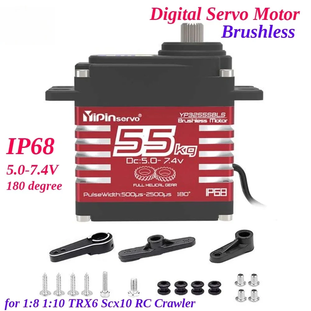 55KG YP3255BLS Digital Servo Motor Brushless High Torque Semi-metal  Angle-Controlled Ip68 for 1:8 1:10 TRX6 Scx10 RC Crawler