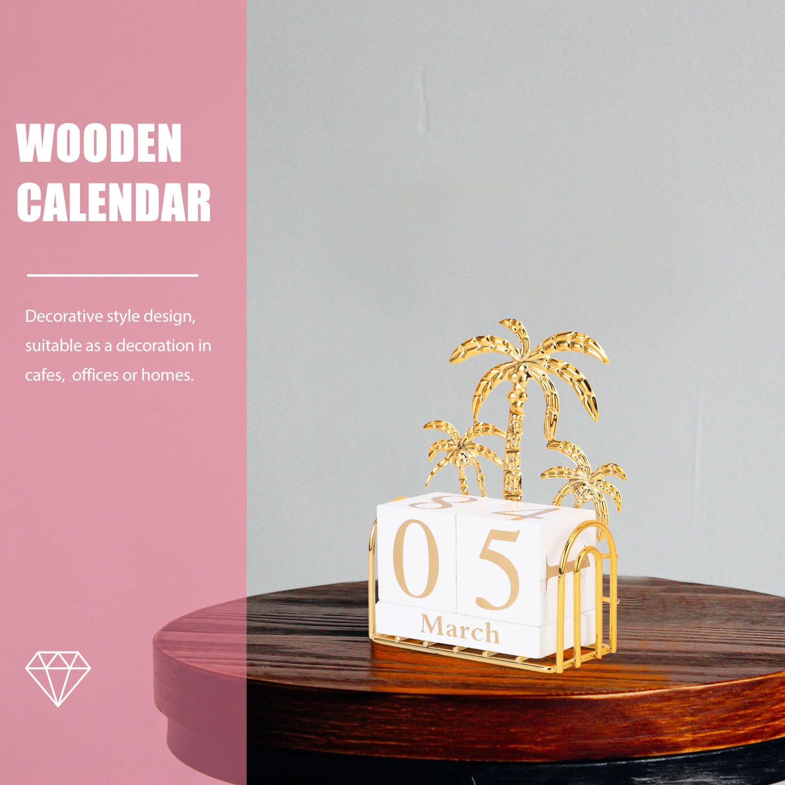 Wooden Calendar Decoration Desk Block Date Office Clock Perpetual Standing Desktop Household Daily Decorative Child