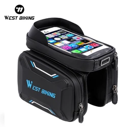 WEST BIKING Cycling Phone Bag Front Frame MTB Bike Bag Waterproof Touch Screen Phone Case MTB Road Bicycle Top Tube Double Bag