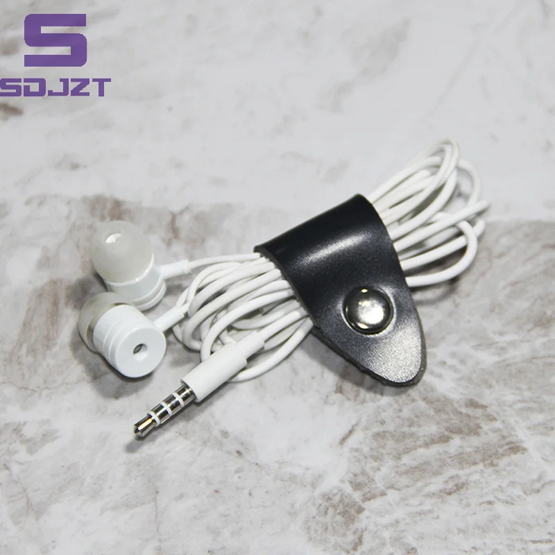 Leather Cord Winder Straps Headphone Cable Charging Cable Storage Holder Desktop Data Cable Organizers