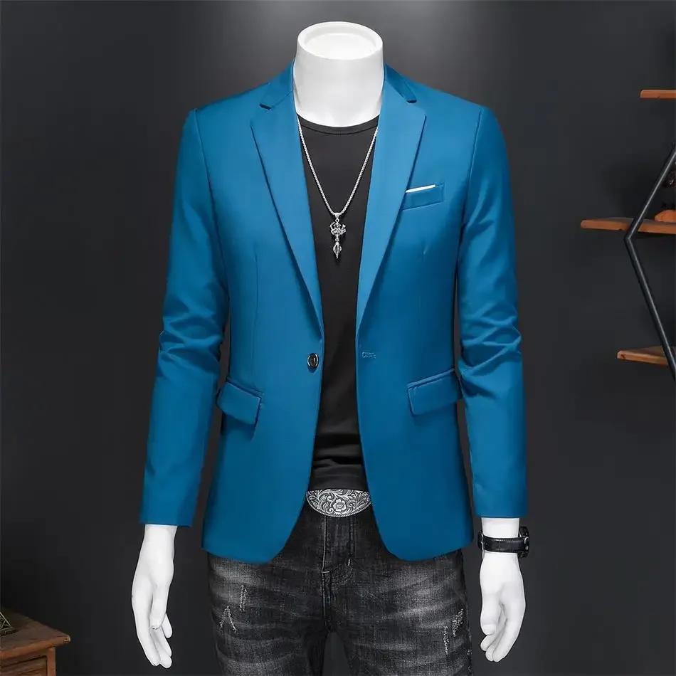 Chaqueta informal de negocios para hombre, Blazer de Color sólido, para novio, vestido de boda, traje, Tops, chaqueta, abrigo