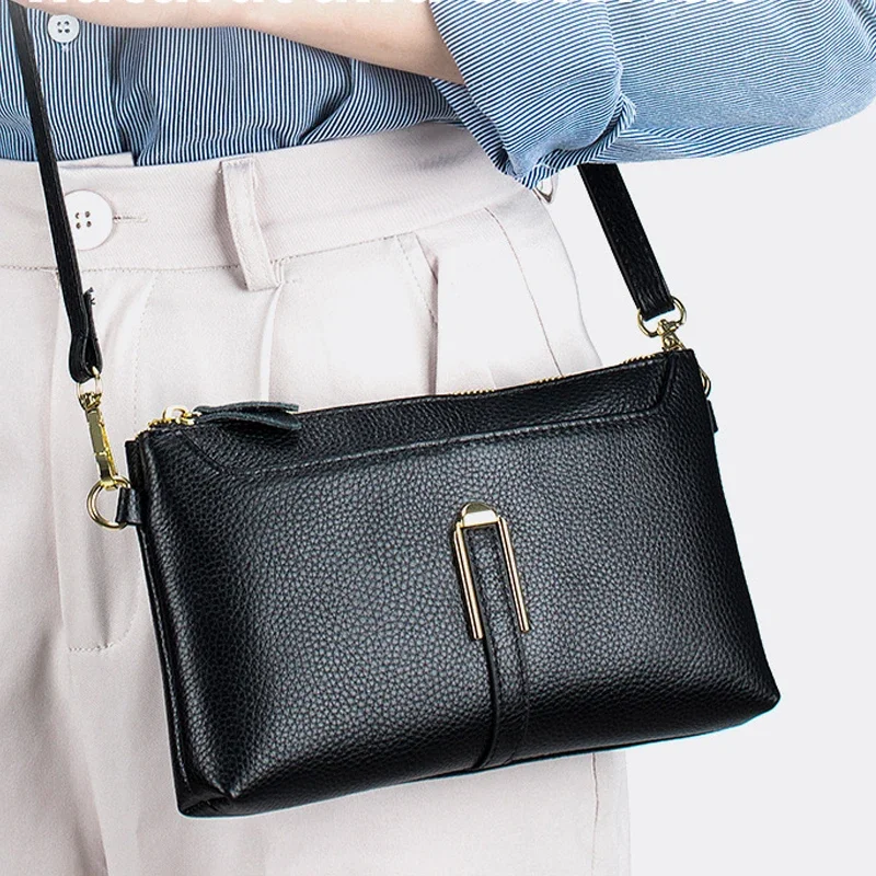 Genuine Leather Women Crossbody Bag High Quality Wristlet Clutch Purse Bags Female Small Shoulder Handbag Mobile Phone Bags