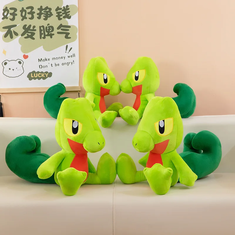 Kawaii Treecko Stuffed Doll Pokemon Mascot Mudkip Bulbasaur Charmander Plush Toy for Kids Anime Birthday Gift Stuffed Animal