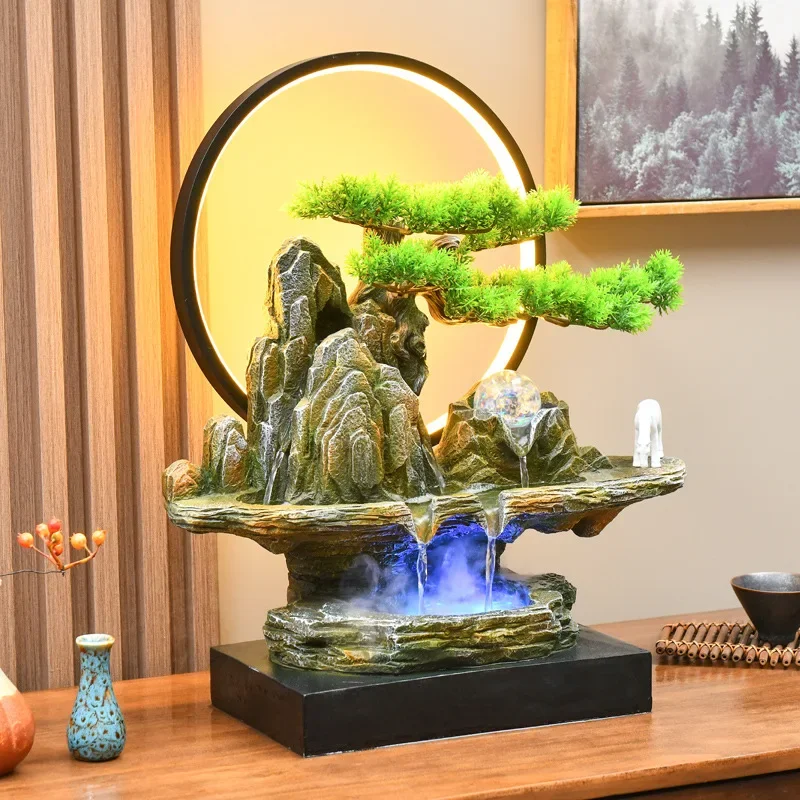 Chinese Style Rockery Flowing Water Fountain Office Wealth-enhancing Recycling Landscape Ornaments Decoration Opening Gift Decor