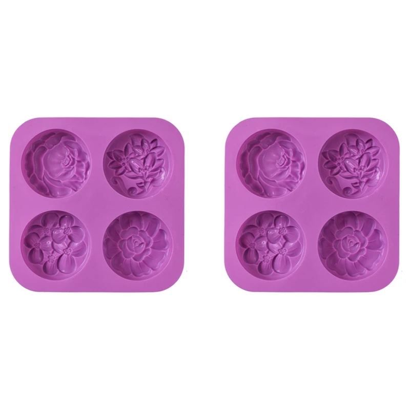 Flower Silicone Soap Molds, Homemade Soap Mold, Muffin, Pudding, Jelly, Brownie And Cheesecake(2Pcs)