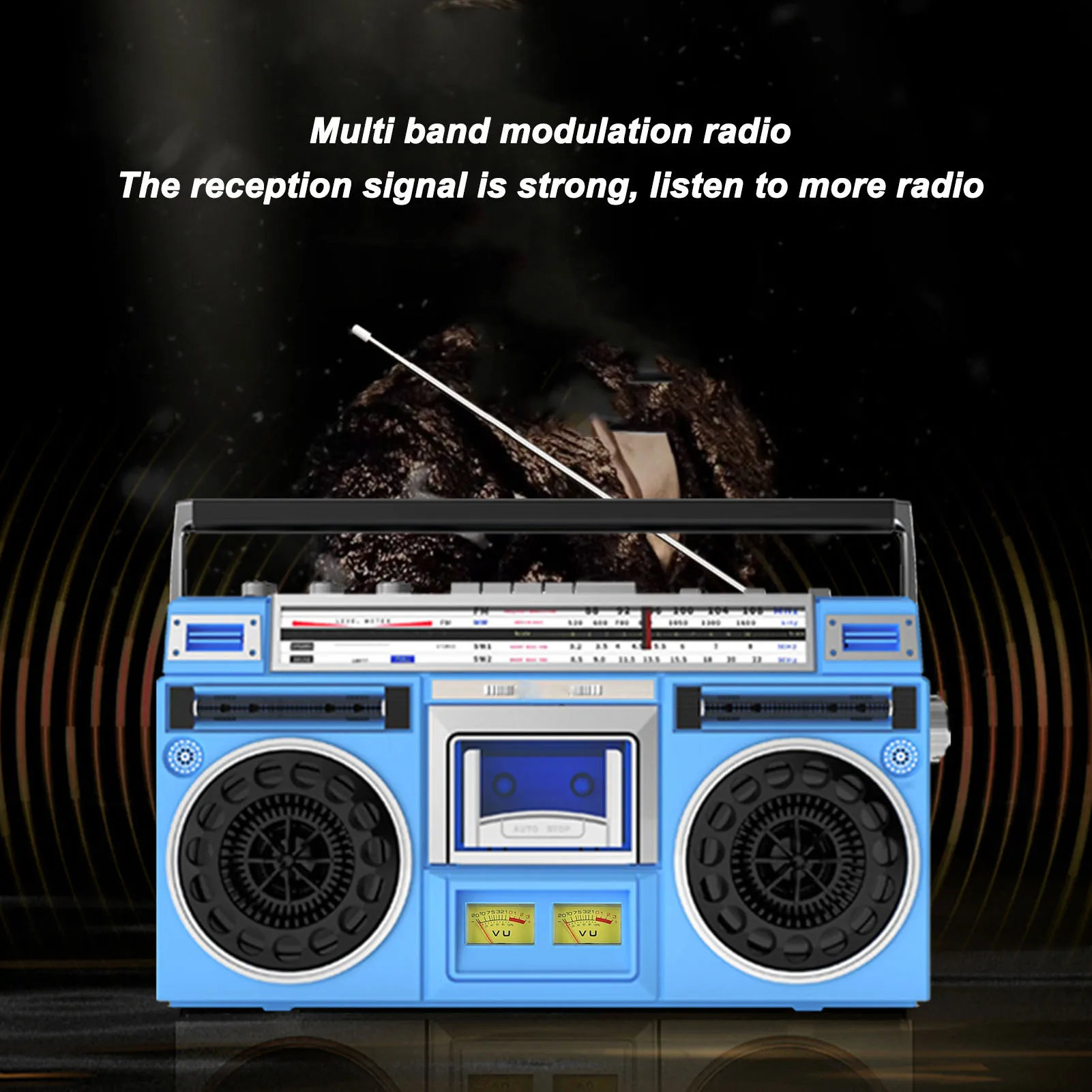 Cassette Tape Player Portable Bluetooth Recorder Player FM MW SW1 SW2 4 Band Sound Receiver Portable Cassette Player