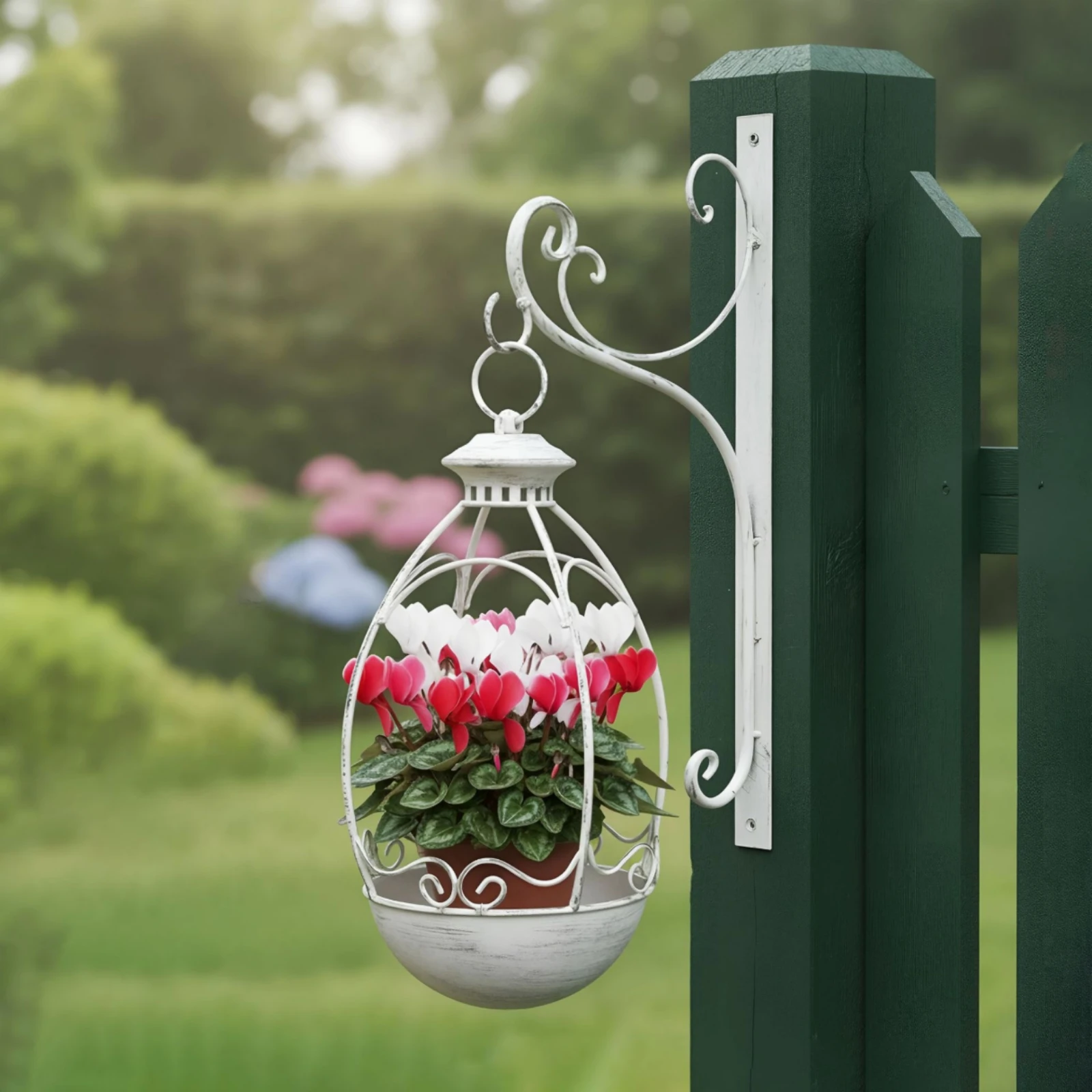 Wall Hanging Planter Scrollwork Lantern Planter Plant Hanger Hook with Bracket Decorative Hanging Basket Wall Hook Heavy Duty