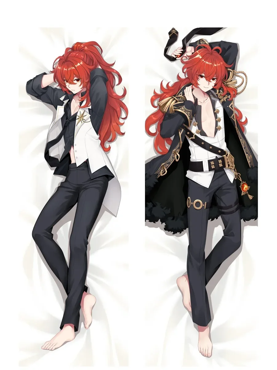 

2WAY Anime Game Genshin Impact Diluc Character Dakimakura Anime Body pillowcase Hugging Long Girl Pillow cover Sexy Pillowcase